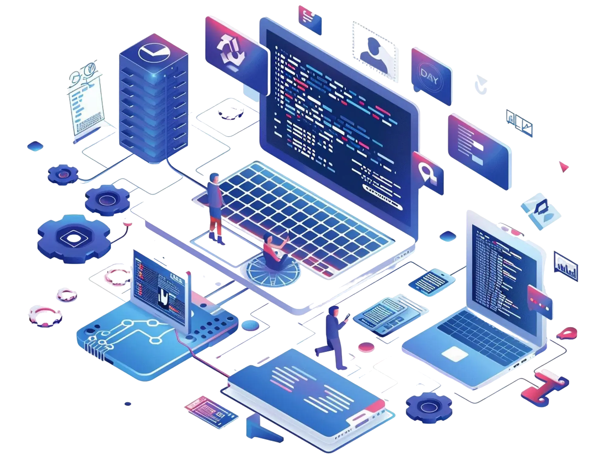 colorful illustration computer with blue screen that says cyber