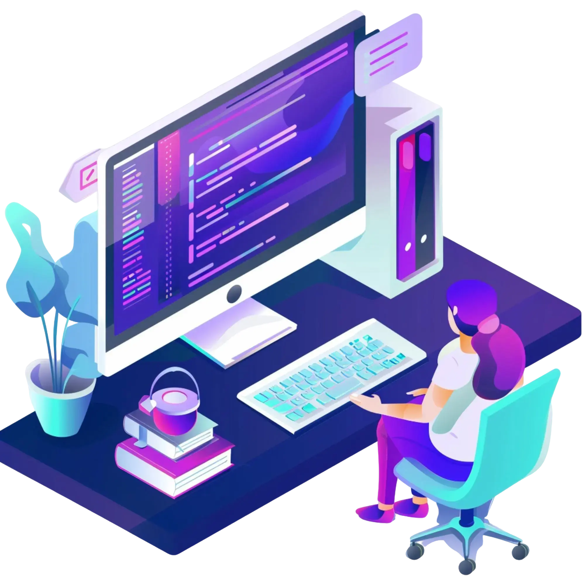 computer screen with woman working it