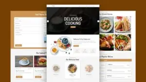 Mẫu website nhà hàng với menu món ăn và biểu mẫu đặt món