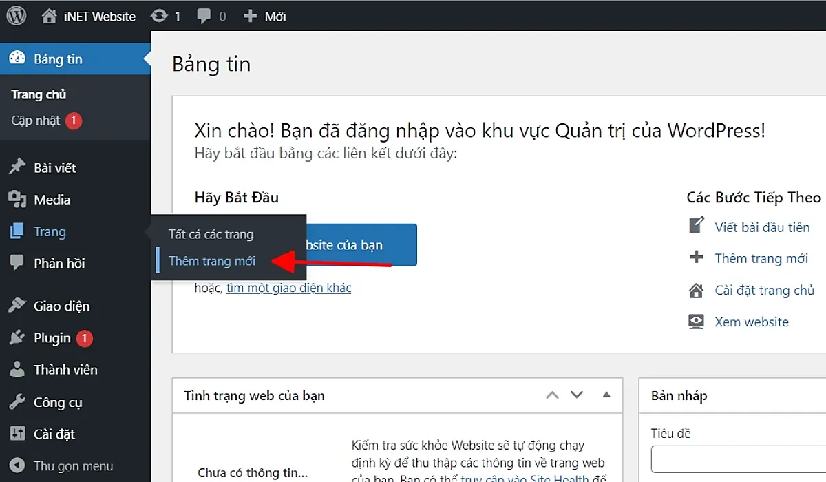 Điều hướng đến mục Thêm Trang mới