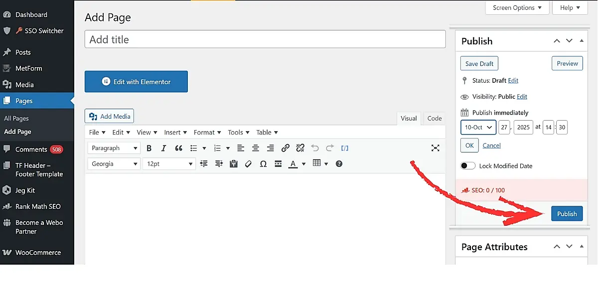 Lưu nháp hoặc đăng Page