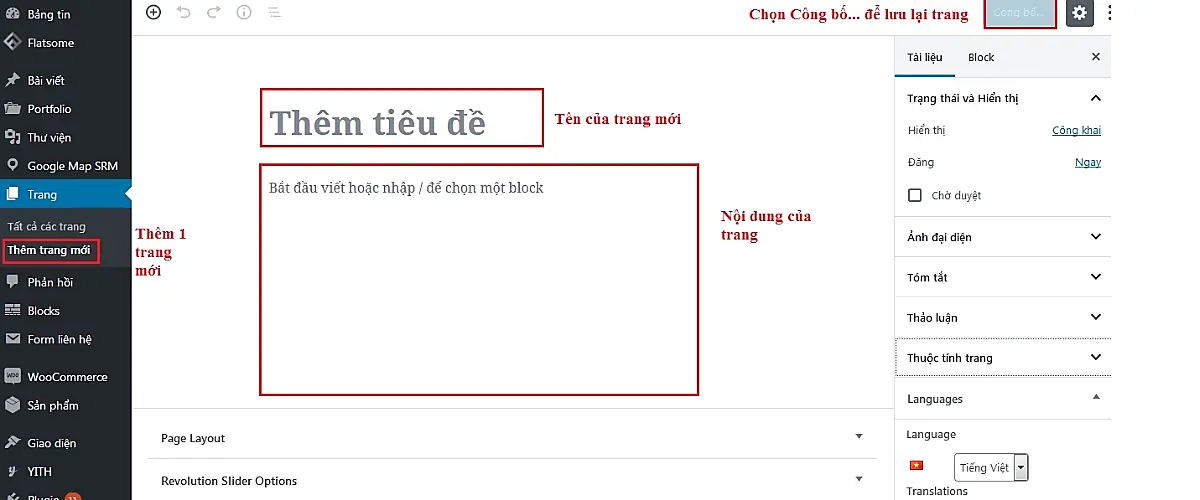 Soạn thảo nội dung trang